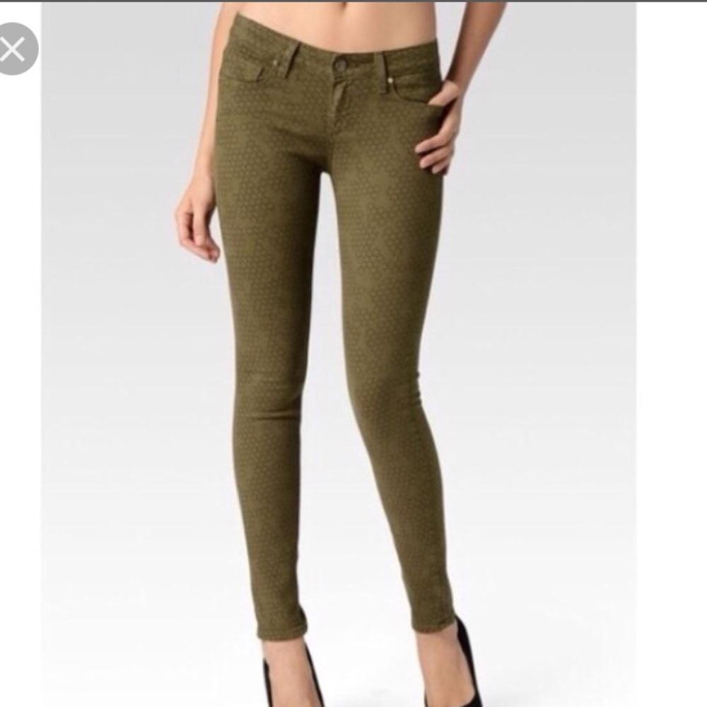 Paige verdugo skinny jeans olive green honey comb
